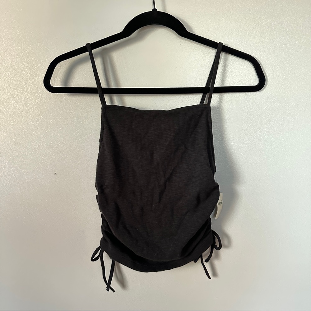 NWT American Eagle small black ribbed cinched side tie tank top